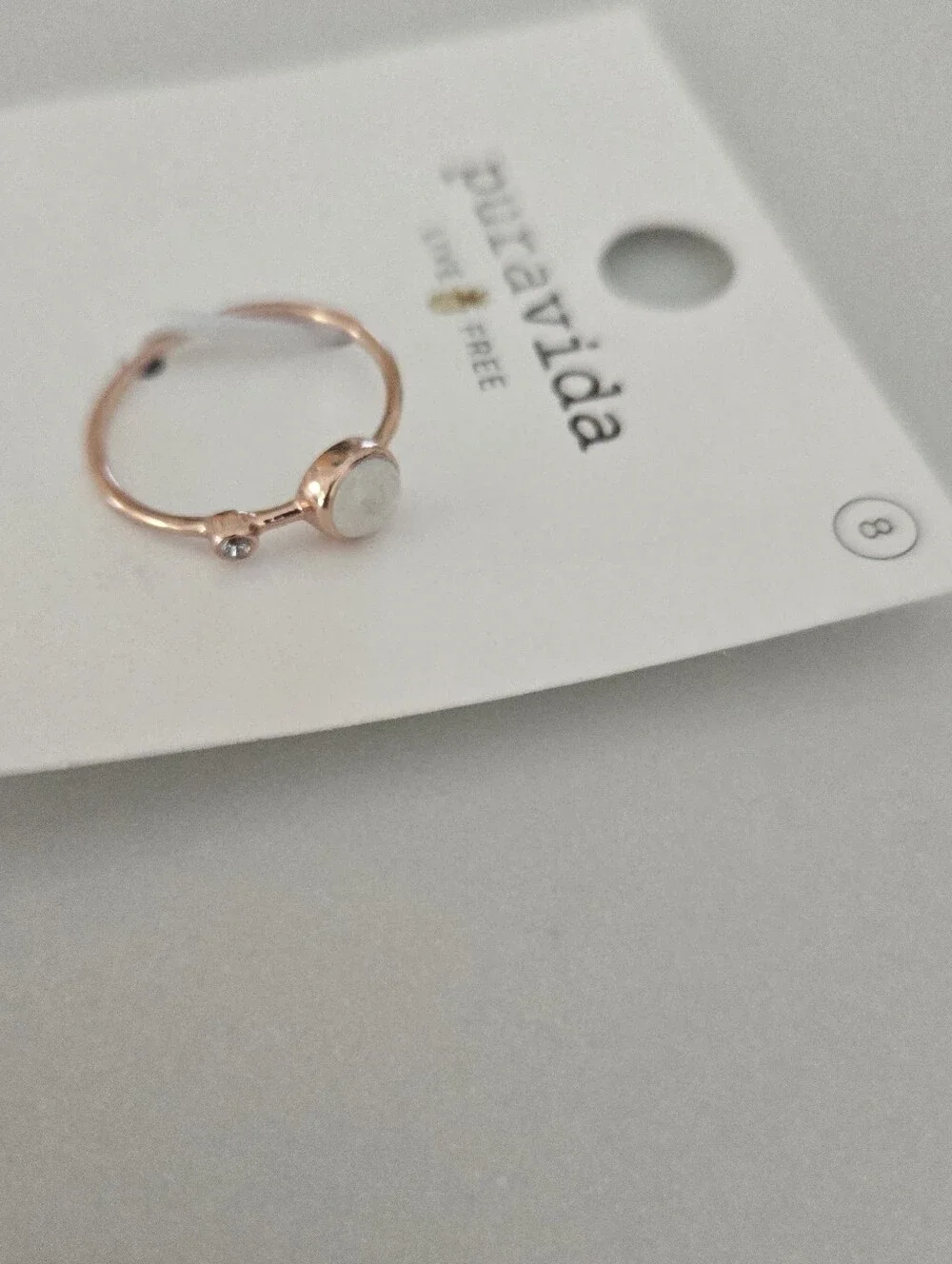 NWT Pura Vida Rose Gold Ring with White Accent